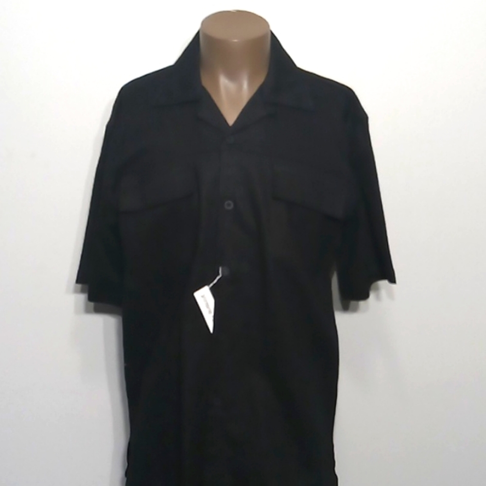 Classic 2pc Black Casual short Sleeves & pants set by Vittorio Farina